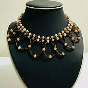 NEW Handmade Beaded Brown Necklace